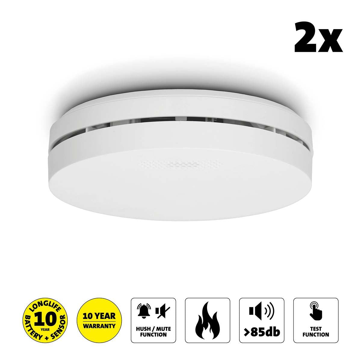 Alecto SA300 DUO Design smoke detector with 10 year battery 2 pack