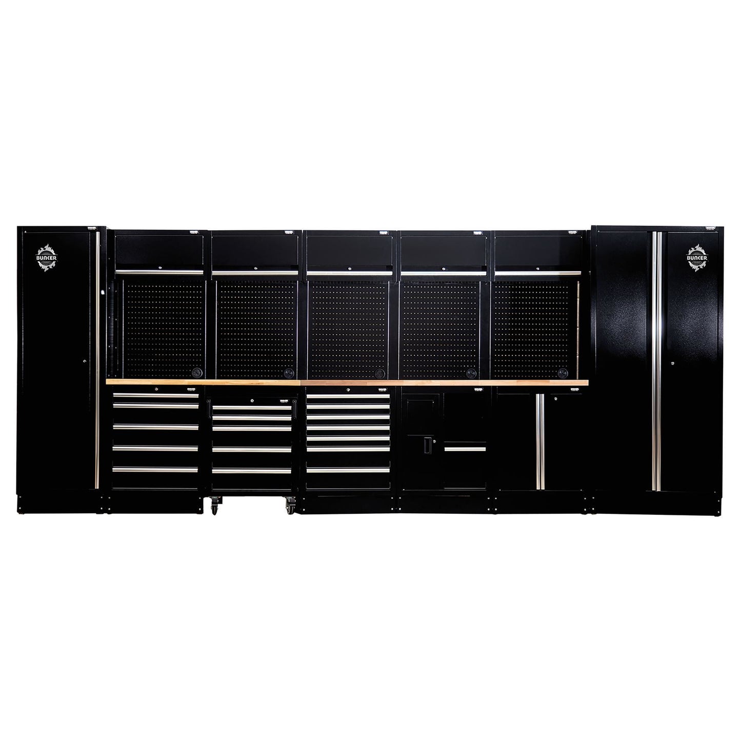 BUNKER 25 Piece Modular Storage Combo with Hardwood Worktop, 4915mm