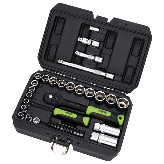 Draper HI-TORQ Metric Socket and Bit Set, 1/4" and 3/8" Sq. Dr. (48 Piece)
