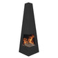 Dellonda Chiminea, Wood Burner, Heater for Outdoors W45cm x H150cm - Black Steel DG105