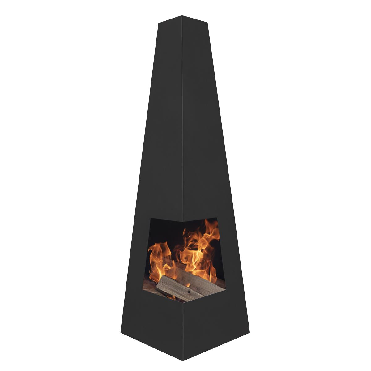 Dellonda Chiminea, Wood Burner, Heater for Outdoors W45cm x H150cm - Black Steel DG105