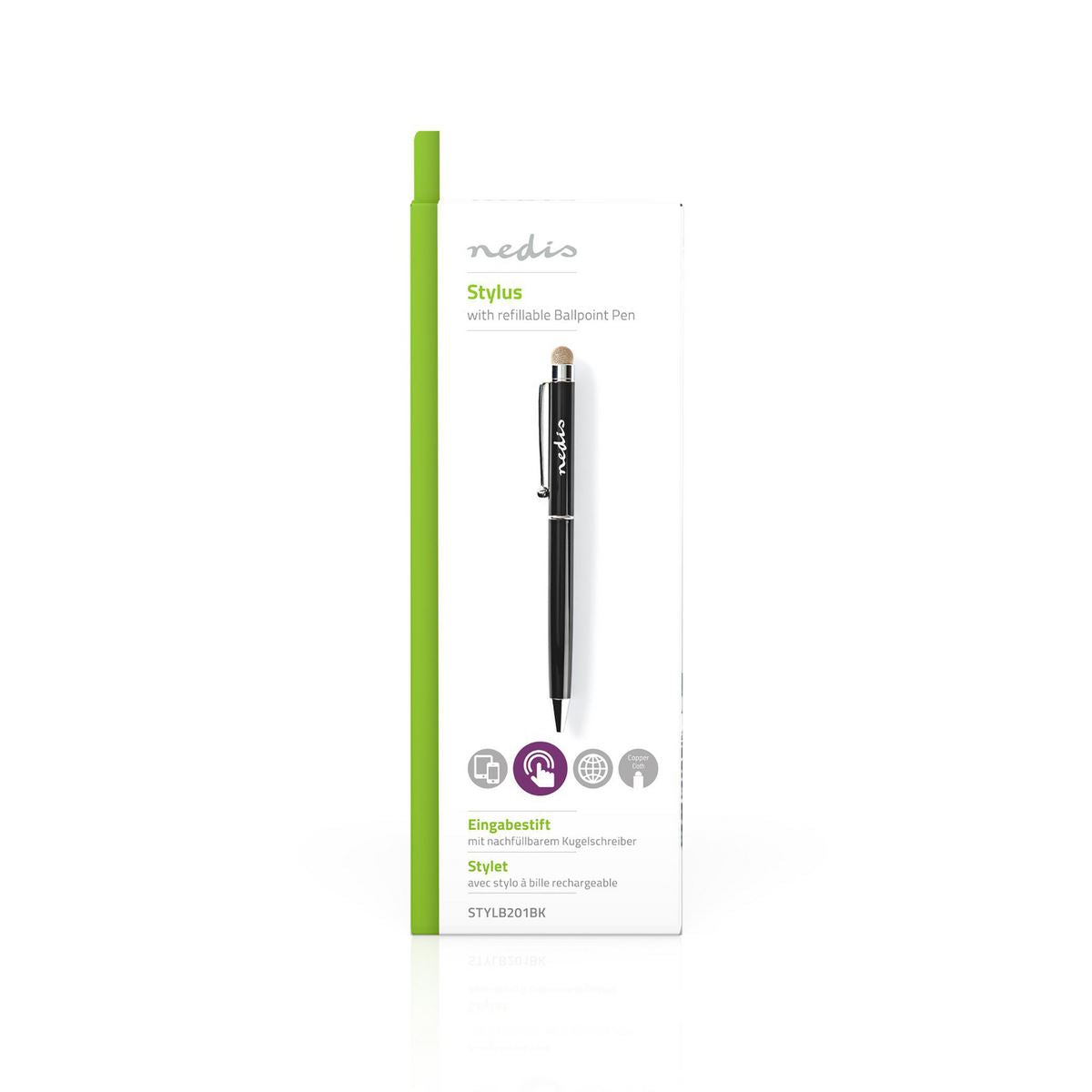 Nedis Stylus Ballpoint with Copper Cloth Tip Metal Black