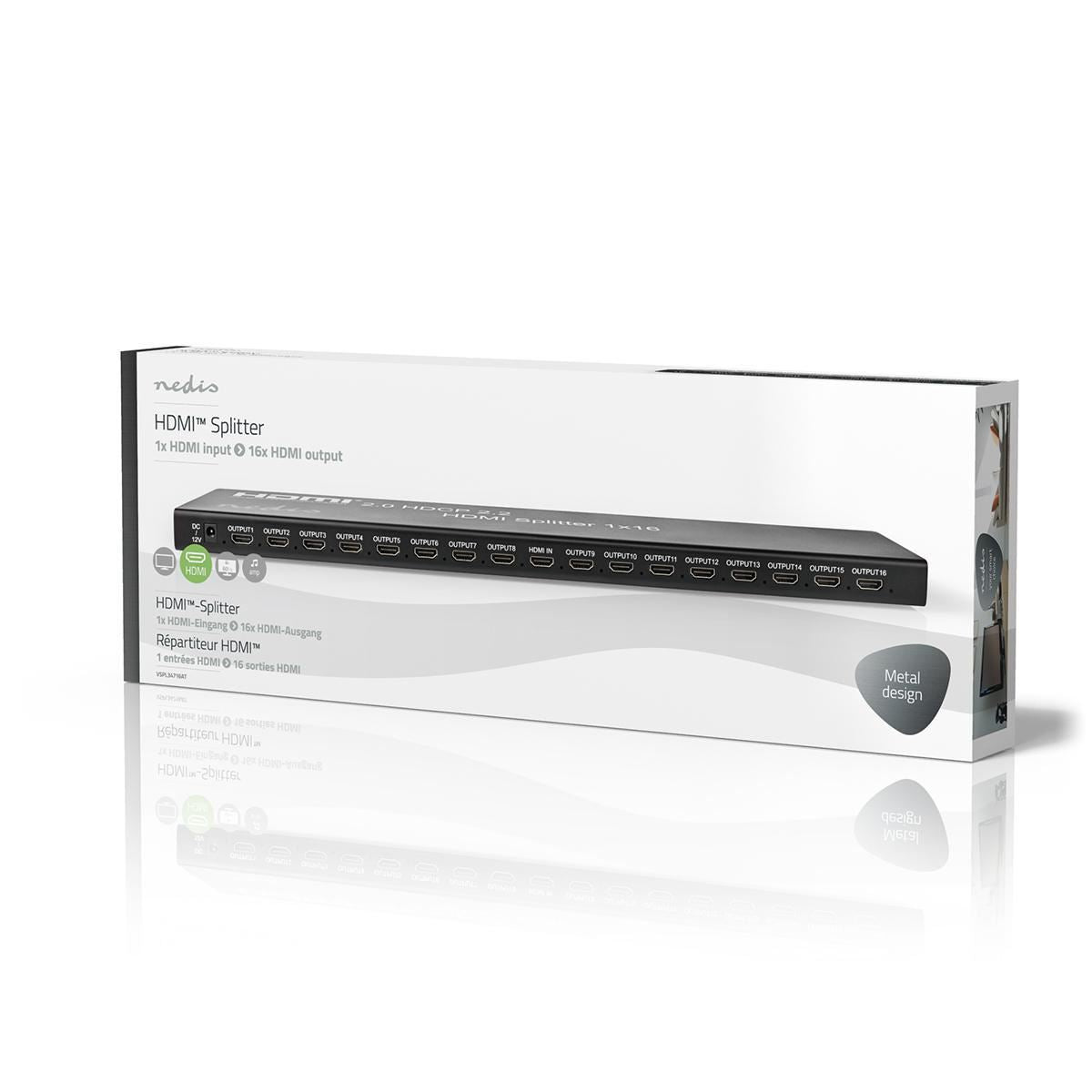Nedis HDMI Splitter 1-Port to HDMI Input 16x HDMI Output 4K2K@60FPS/HDCP2.2 - VSPL34716AT