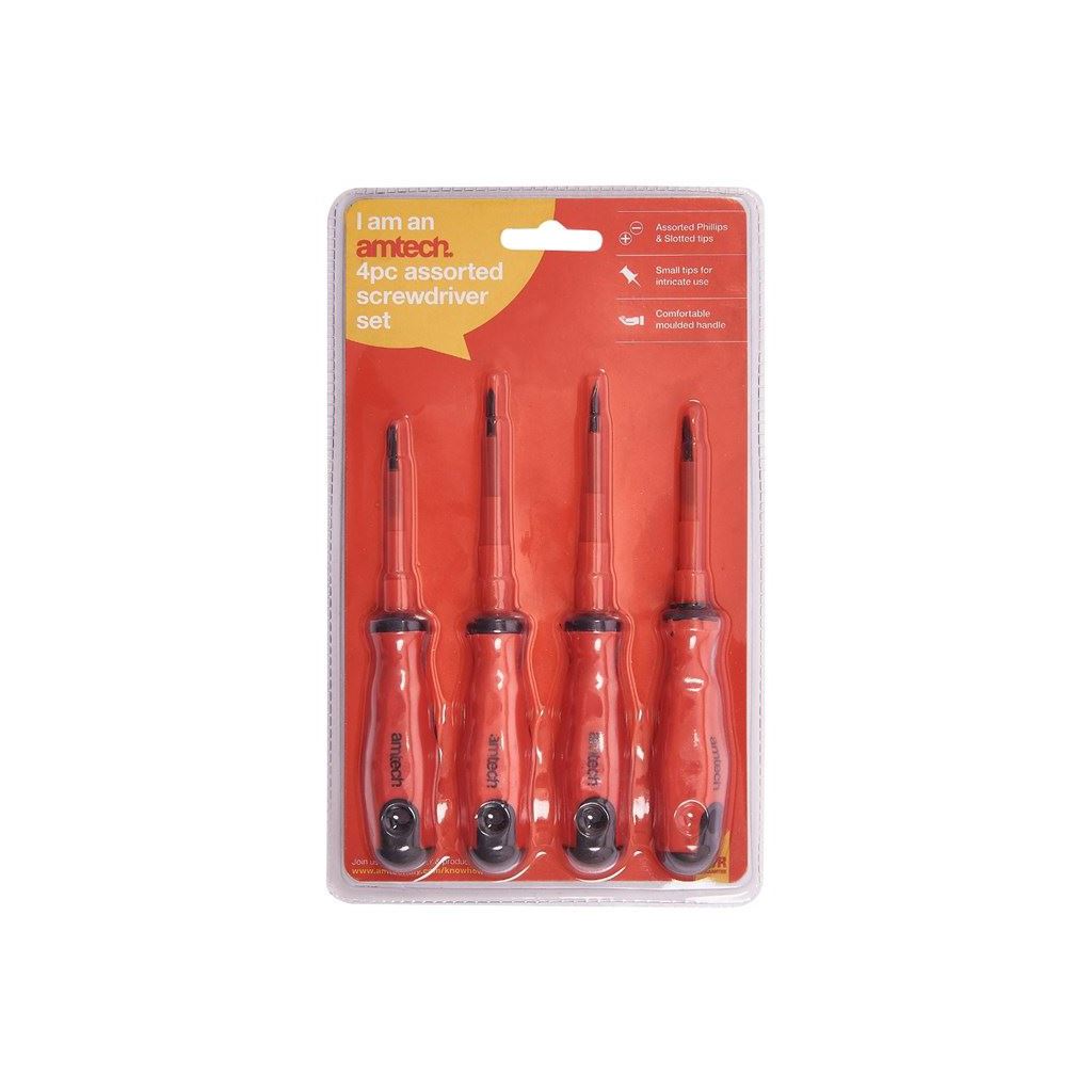 Amtech Screwdriver Set Amtech 4 Piece Screwdriver Set Slotted/Phillips DIY/Workshop/Garage ...