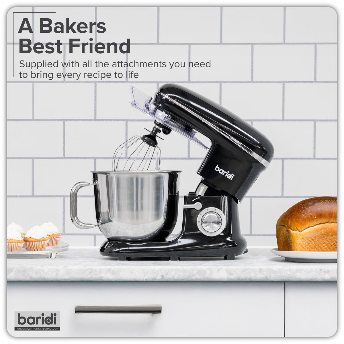 Baridi 1500W Stand Mixer with Accessories 6L - Black DH173