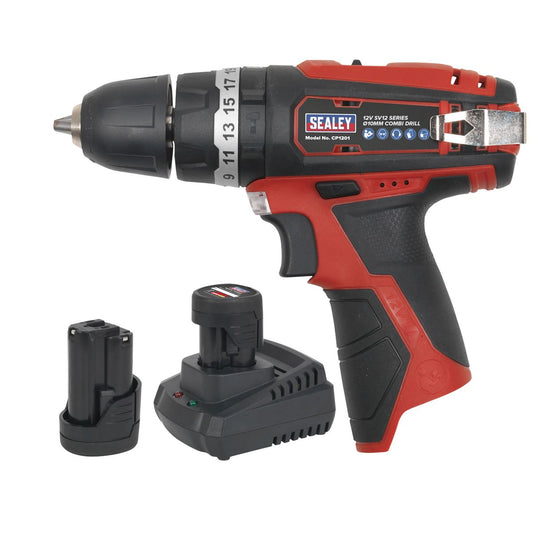 Sealey Hammer Drill/Driver Kit 10mm 12V Lithium-ion - 2 Batteries CP1201KIT