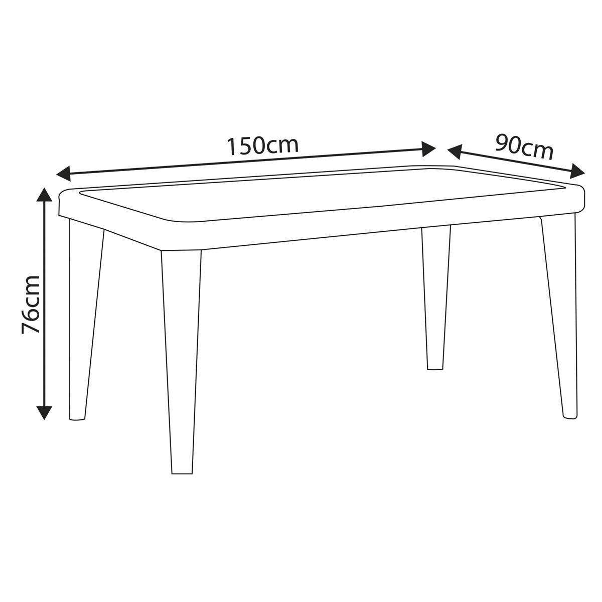 Sealey Dellonda Outdoor Dining Table Weather Resistant Body Glass Table 90x150cm DG209