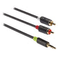 Konig Stereo audio cable 3.5mm male to 2x RCA male 2m grey - CABW22200AT20