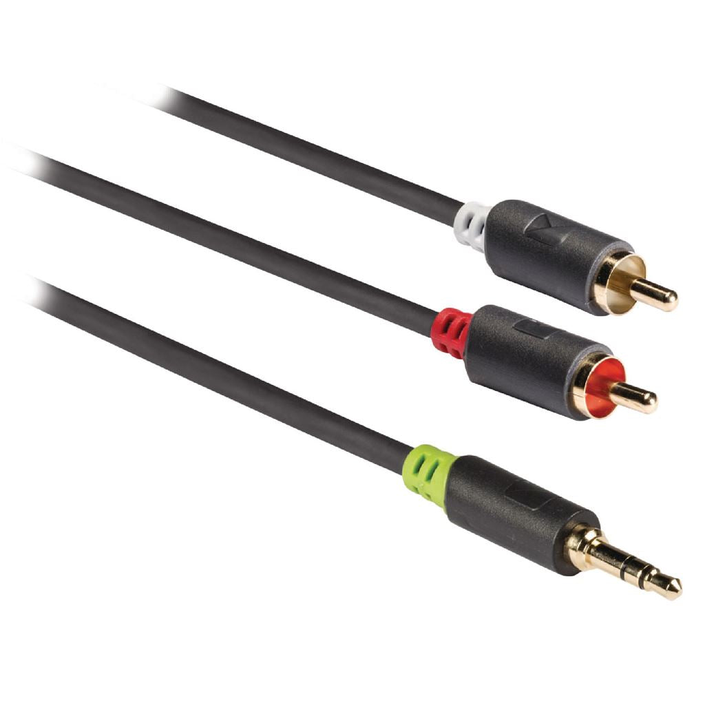 Konig Stereo audio cable 3.5mm male to 2x RCA male 2m grey - CABW22200AT20