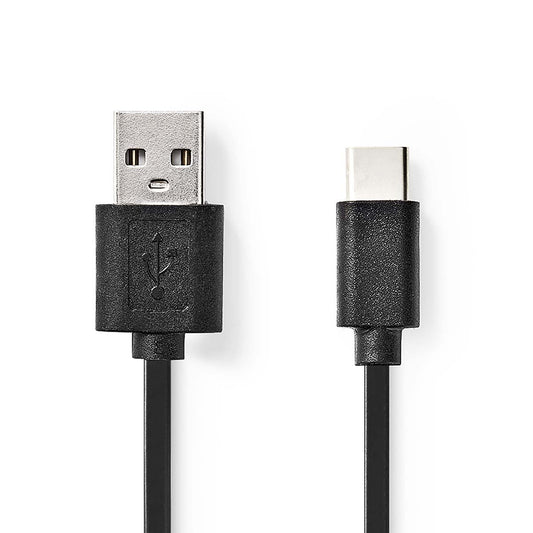 USB Cable USB 2.0 USB-A Male USB-C Male 15W 480Mbps Nickel Plated 0.10m Blister