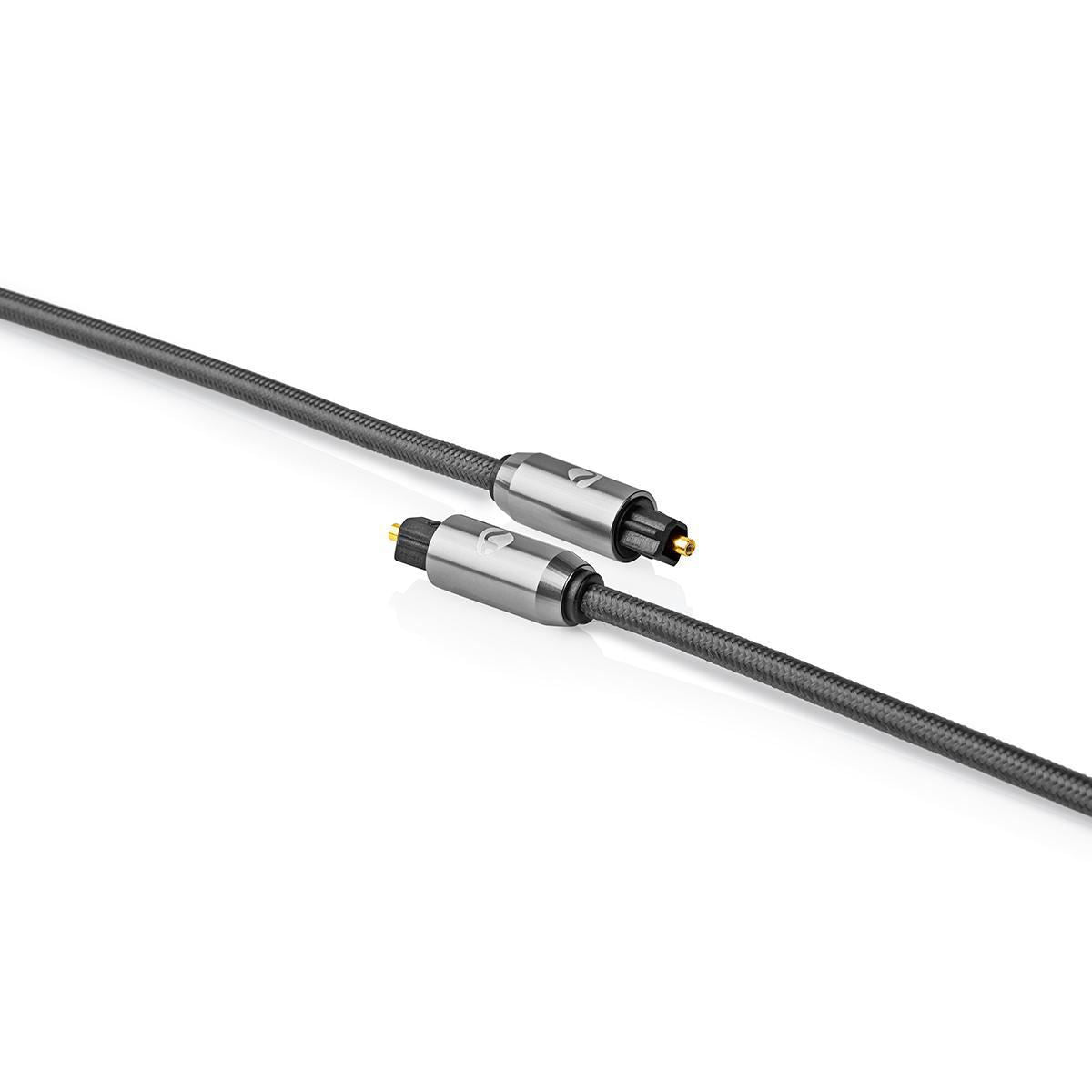 Nedis 2m Digital Audio Cable TosLink Male to TosLink Male Gun Metal Grey Braided - CATB25000GY20