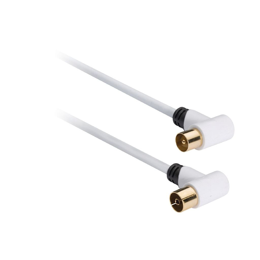 Konig Coax cable 100 dB coax male angled to female angled 5m white - CSBW40010WT50