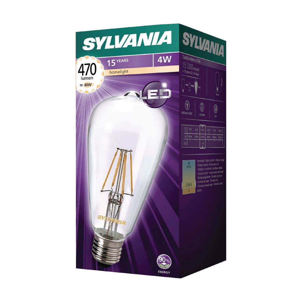 Sylvania ST64 470LM 827 Filament Led lamp E27 4W