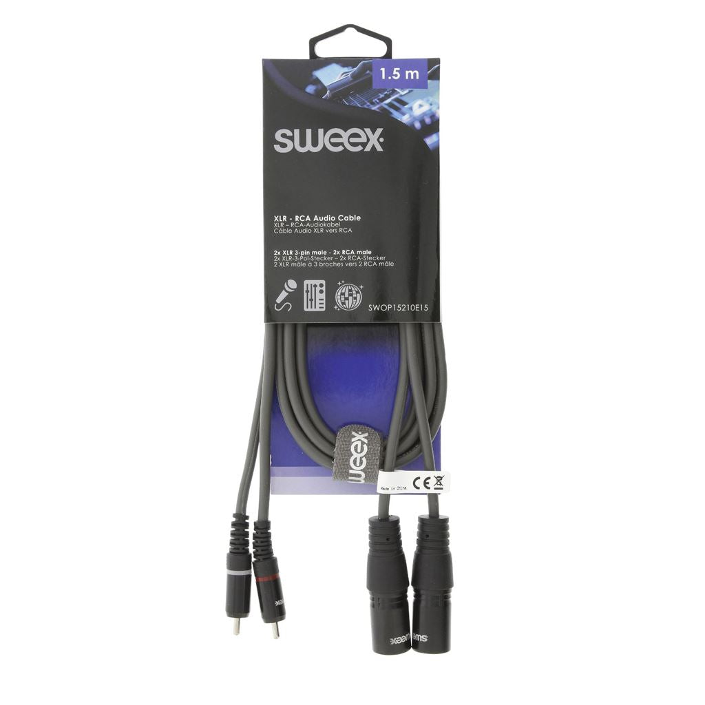 Sweex XLR Stereo Cable 2x XLR 3-Pin Male to 2x RCA Male 1.5m Dark Grey - COTH15210GY15