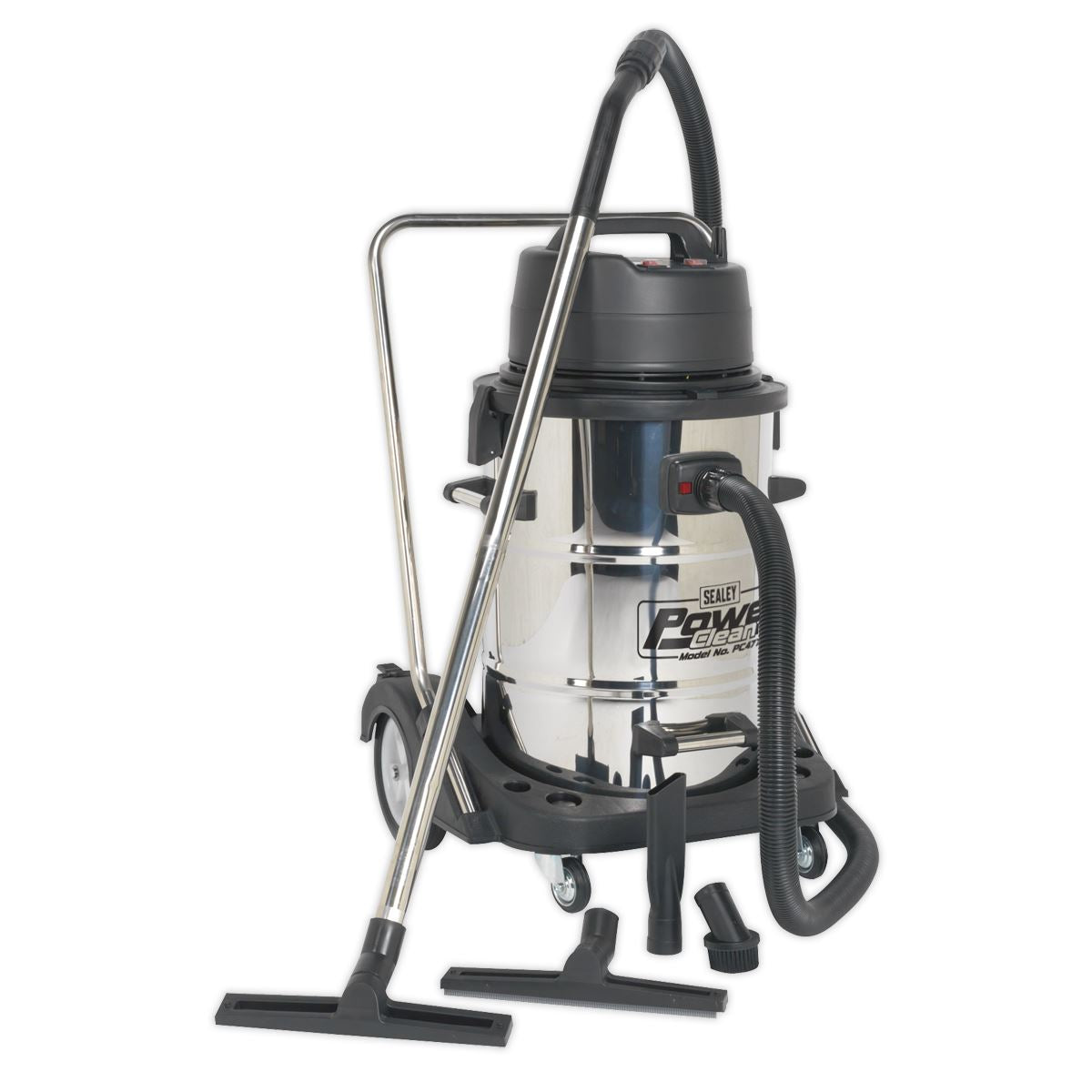 Sealey Vacuum Cleaner Ind W&D 77L Stainless 2400W Swivel Drum PC477