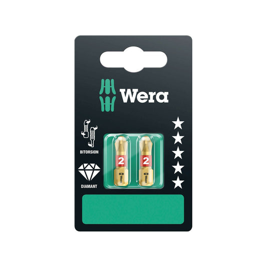 Wera 851/1Bdc Sb Bit PH2/25 Diamond Bitorsion Carded Pk2 073335