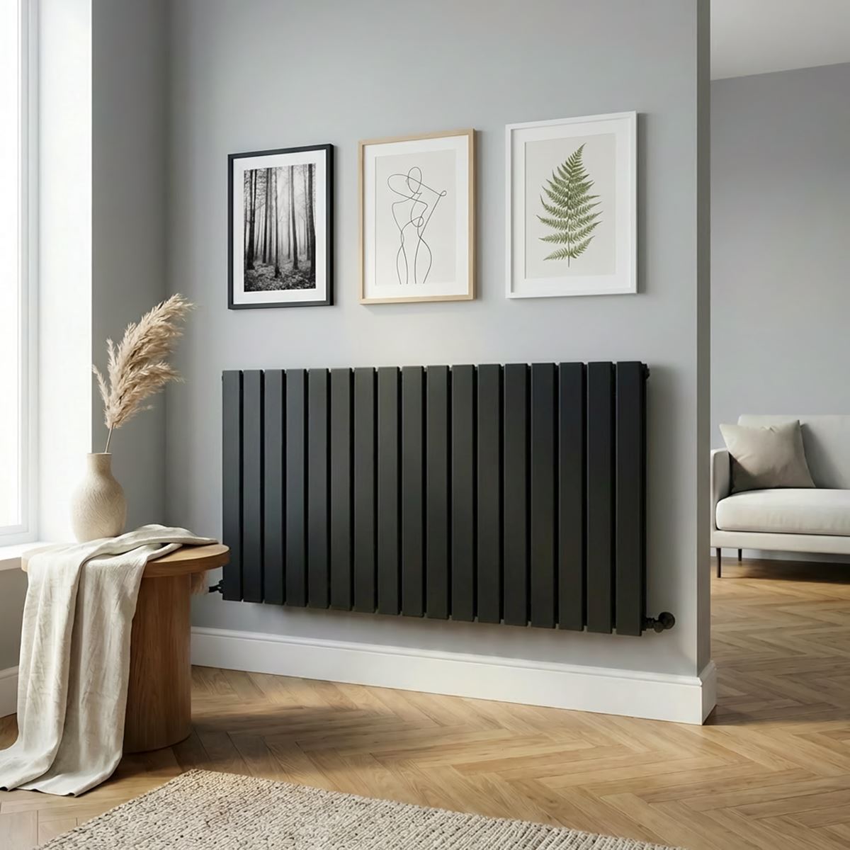 Baridi Horizontal Radiator Contemporary Double Flat Panel Design 600 x 1190mm