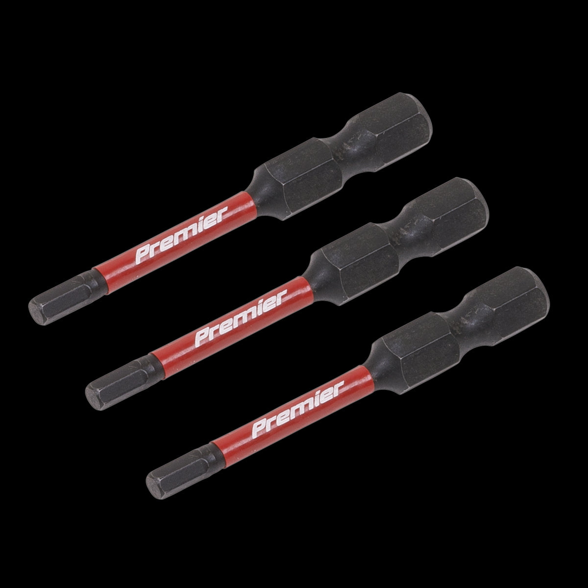 Sealey Premier Hex 3mm Impact Power Tool Bits 50mm - 3pc AK8236