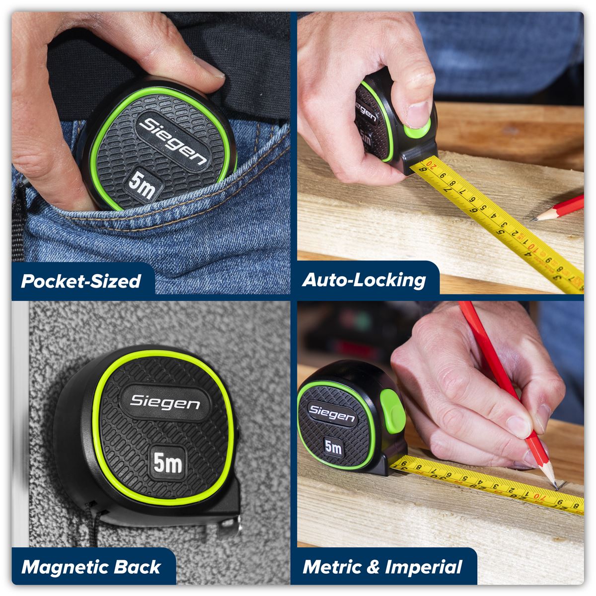 Sealey Siegen Metric/Imperial Auto-Lock Tape Measure 5m(16ft) x 19mm S01328