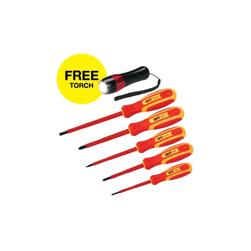 Avit Insulated Screwdrivers - 5 Pc AV05050