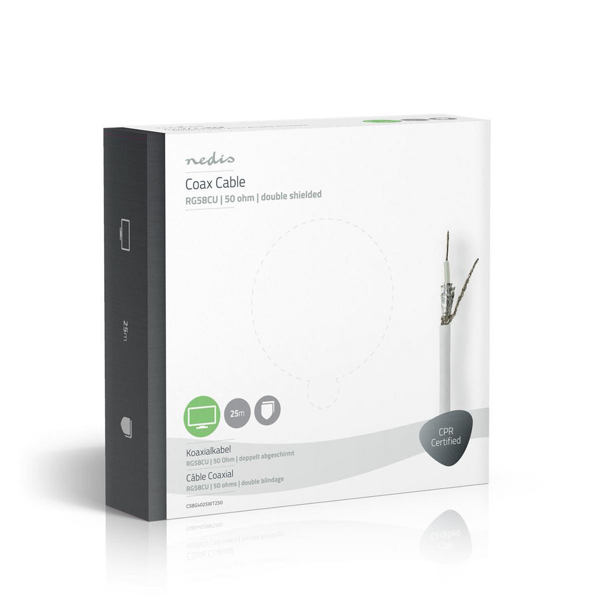 Nedis Coax Cable RG58CU 25.0m Gift Box White CSBG4025WT250
