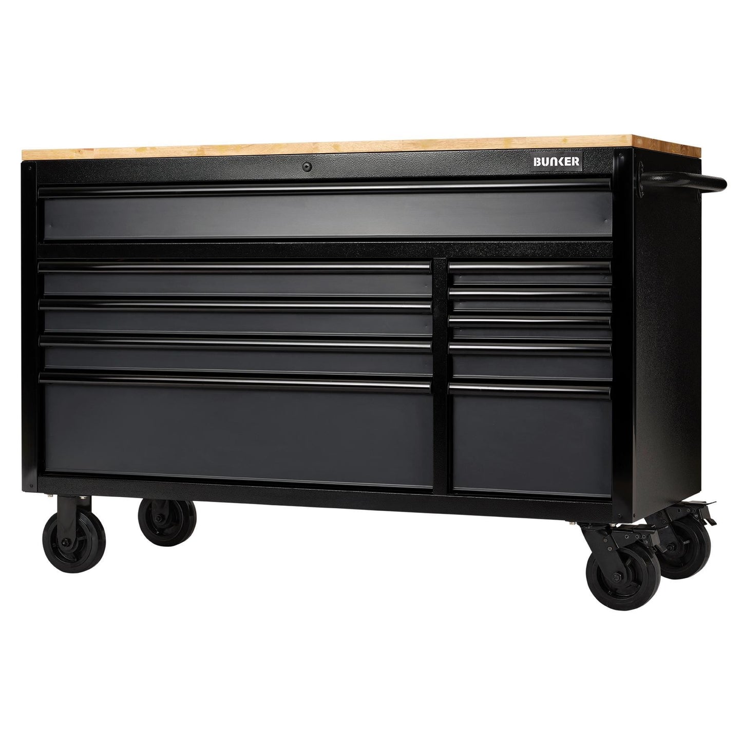 BUNKER 10 Drawer Workbench Roller Tool Cabinet, 56", Grey