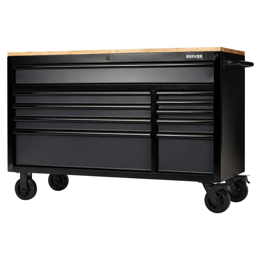 BUNKER 10 Drawer Workbench Roller Tool Cabinet, 56", Grey