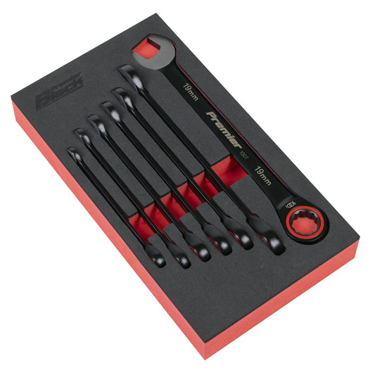 Sealey Premier Black Combination Ratchet Spanner Set 7pc AK63941B