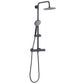 Baridi Thermostatic Shower Mixer Set, 20cm Round Head, Adjustable Rail - Black
