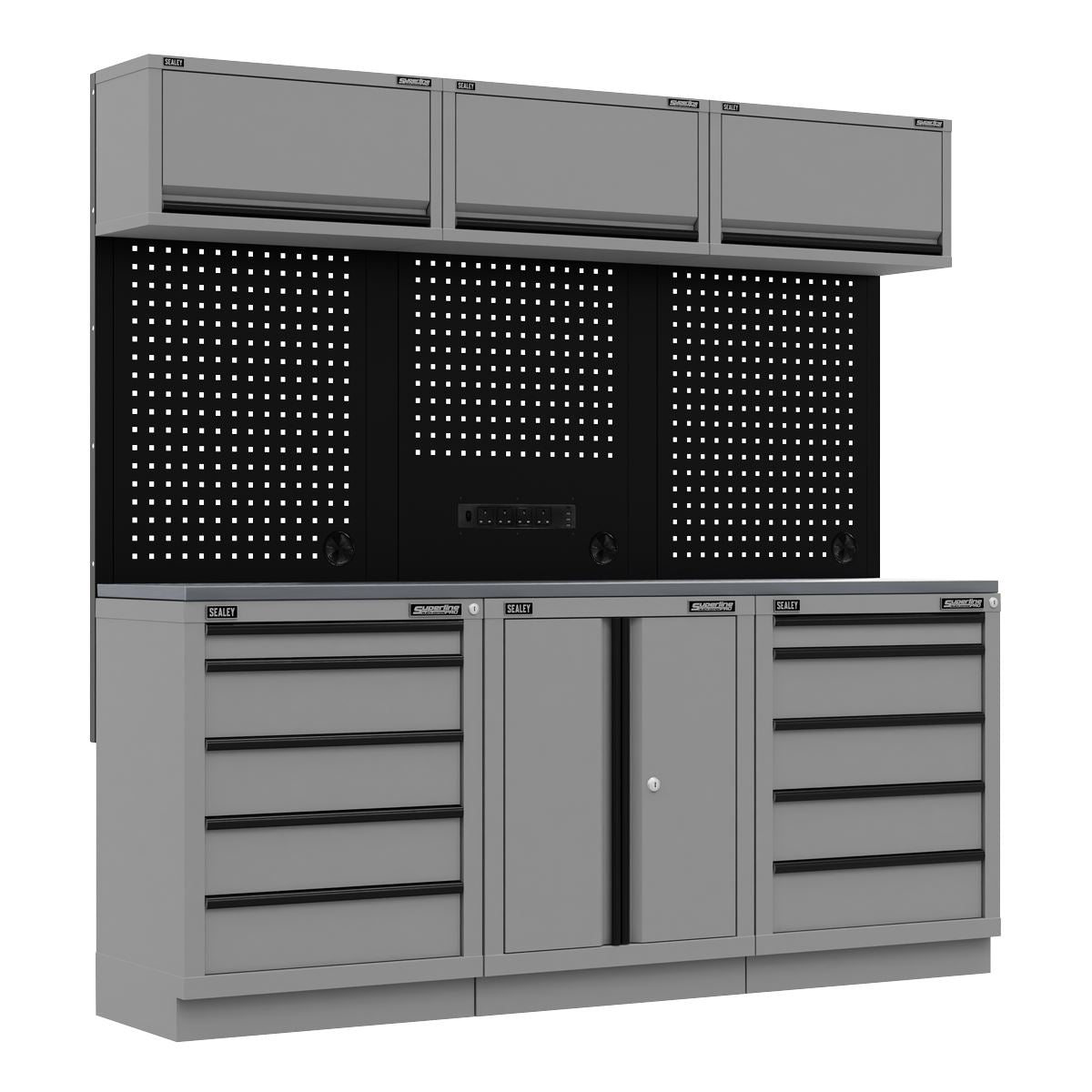Sealey Superline Pro Black Edition Storage System with Stainless Worktop 2.04m