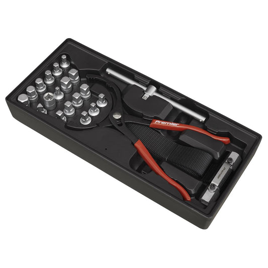 Sealey Tool Tray with Oil Filter Wrench, Pliers&Drain Plug Set 21pc TBT28