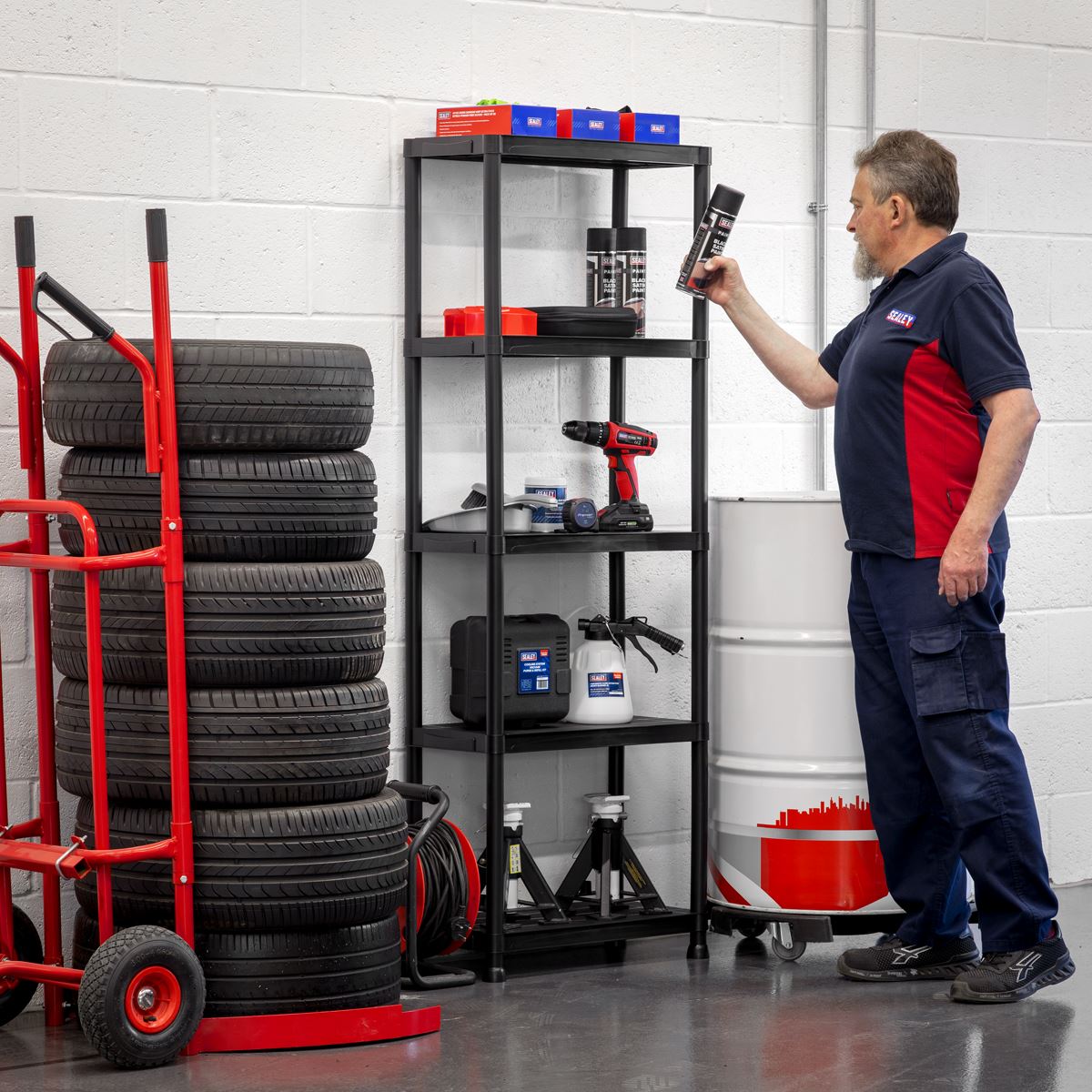 Sealey Plastic Racking Unit with 5 Shelves 25kg Capacity Per Level APPR5