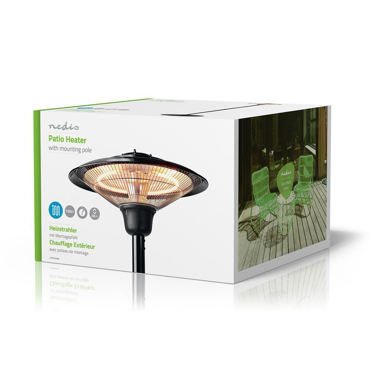 Nedis Patio Heater With Pole 200cm 1500W IP34 - HTPA15EBK