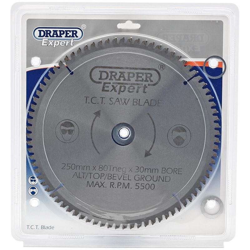 Draper Circular TCT Saw Blade 250mm x 30mm 25mm 20mm 16mm 80T 80 Tooth Neg 09490