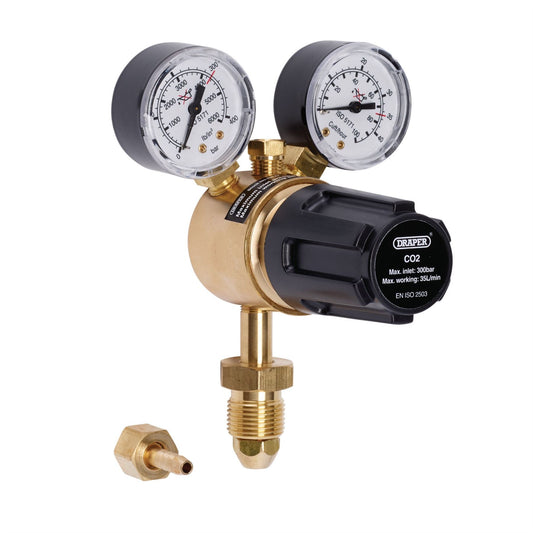 Draper Industrial Gas Bottle Regulator with Double Gauge, 300 bar WREGICO2-2G - 70147