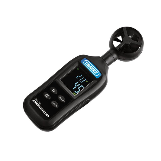 Draper Handheld Digital Anemometer Wind Speed/Temperature Meter, 0.4-30m/s and -20 to+70�C