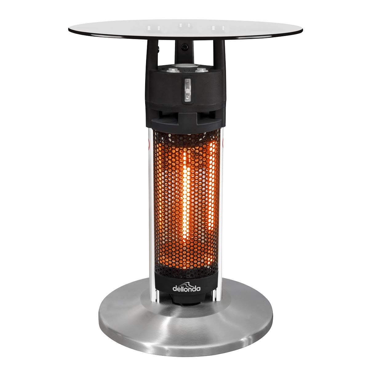 Dellonda Bistro Table with 1200W Heater, 65cm, Black/Stainless Steel DG62