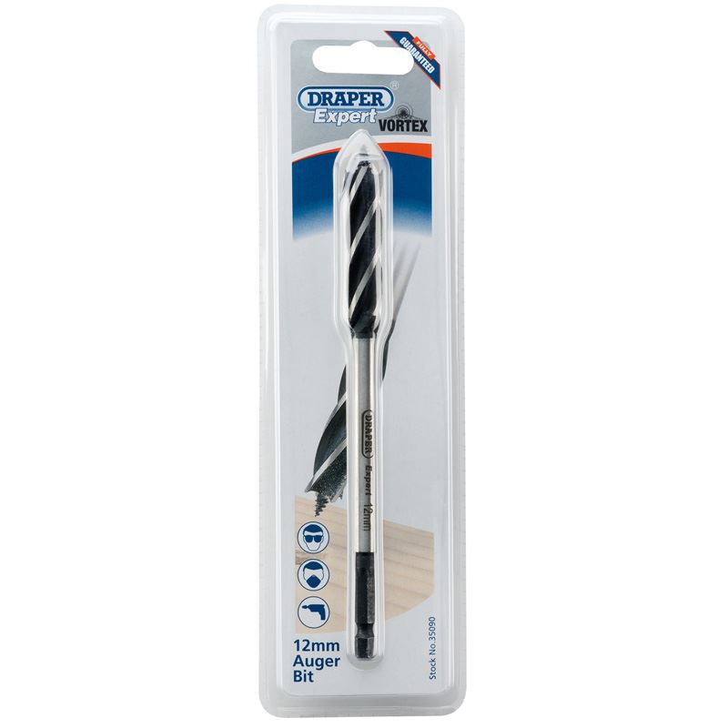 Draper 35090 Expert 4 Fluted 12 x 165mm 'Vortex' Auger Bits