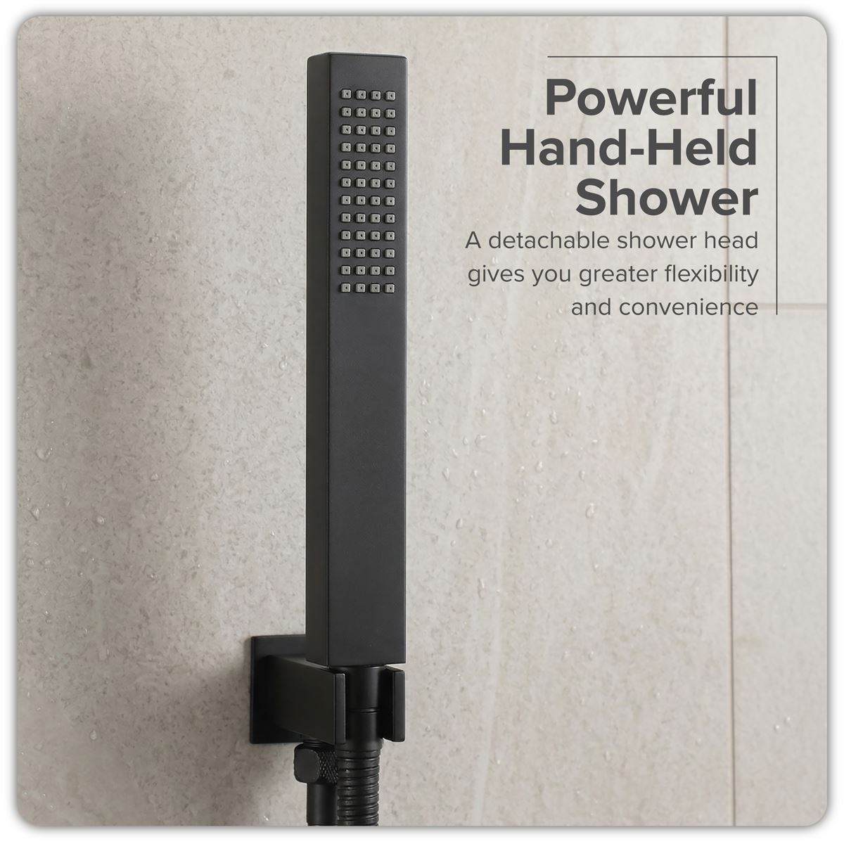 Baridi Concealed Thermostatic Shower Set 20 x 20cm Square Head & Hand Shower