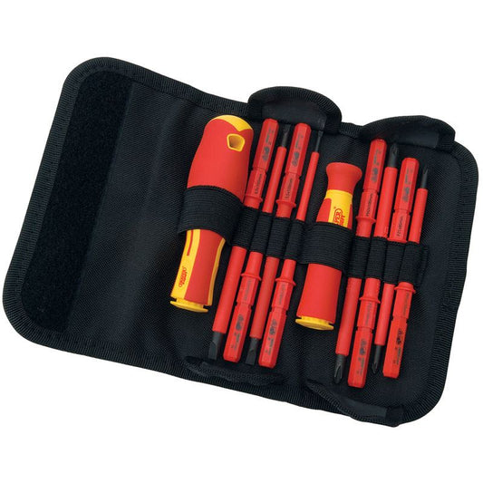 Draper 10 Piece VDE Insulated Interchangeable Screwdriver Set in Tool Roll - 05721