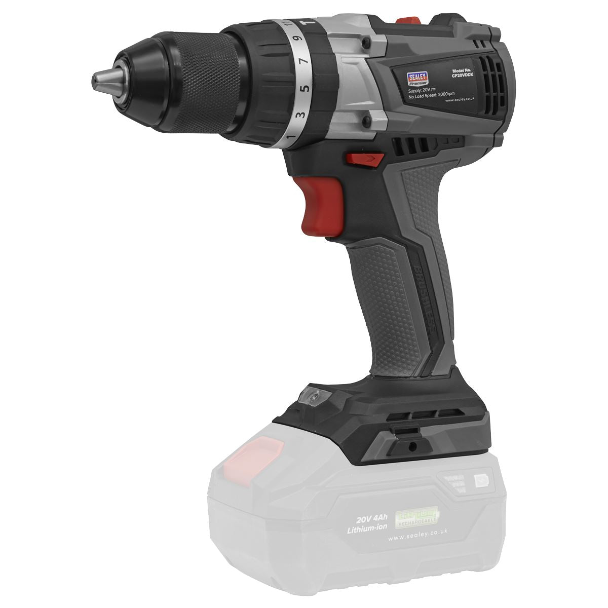 Sealey Brushless Hammer Drill/Driver 13mm 20V - Body Only CP20VDDX