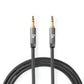 Nedis 2m Stereo Audio Cable 3.5mm Male to 3.5mm Male Gun Metal Grey Braided - CATB22000GY20