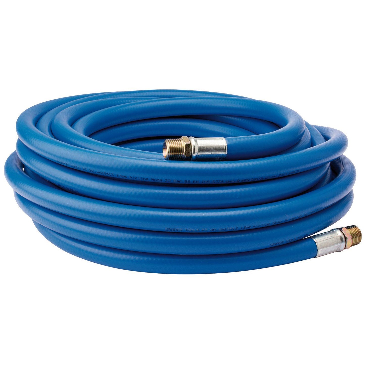 Draper 15M Air Line Hose (1/2"/13mm Bore) with 1/2" BSP Fittings - 38344