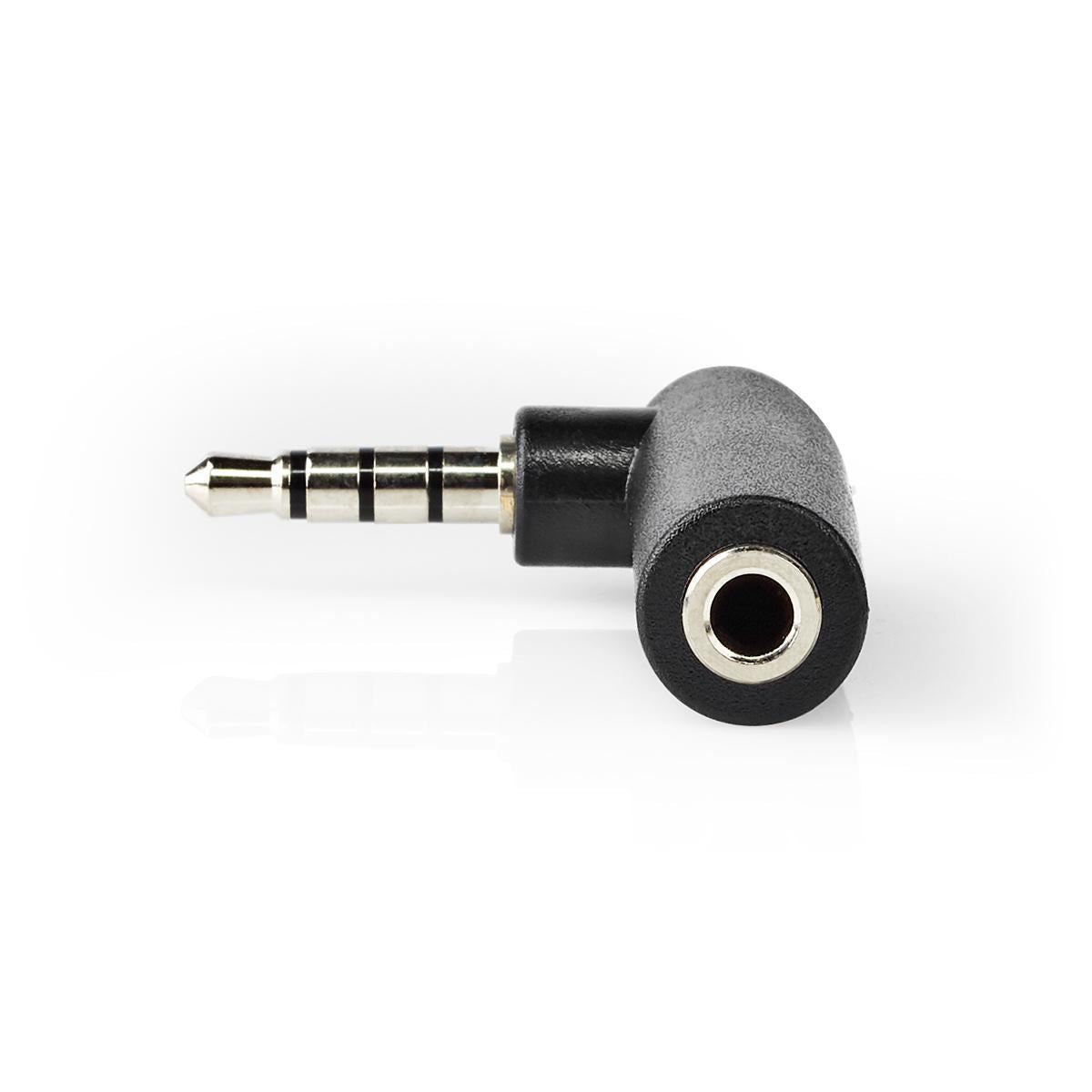 Nedis Stereo Audio Adapter 3.5mm Male to 3.5mm Female 90° Angled 4-Pole Black - CAGB22980BK
