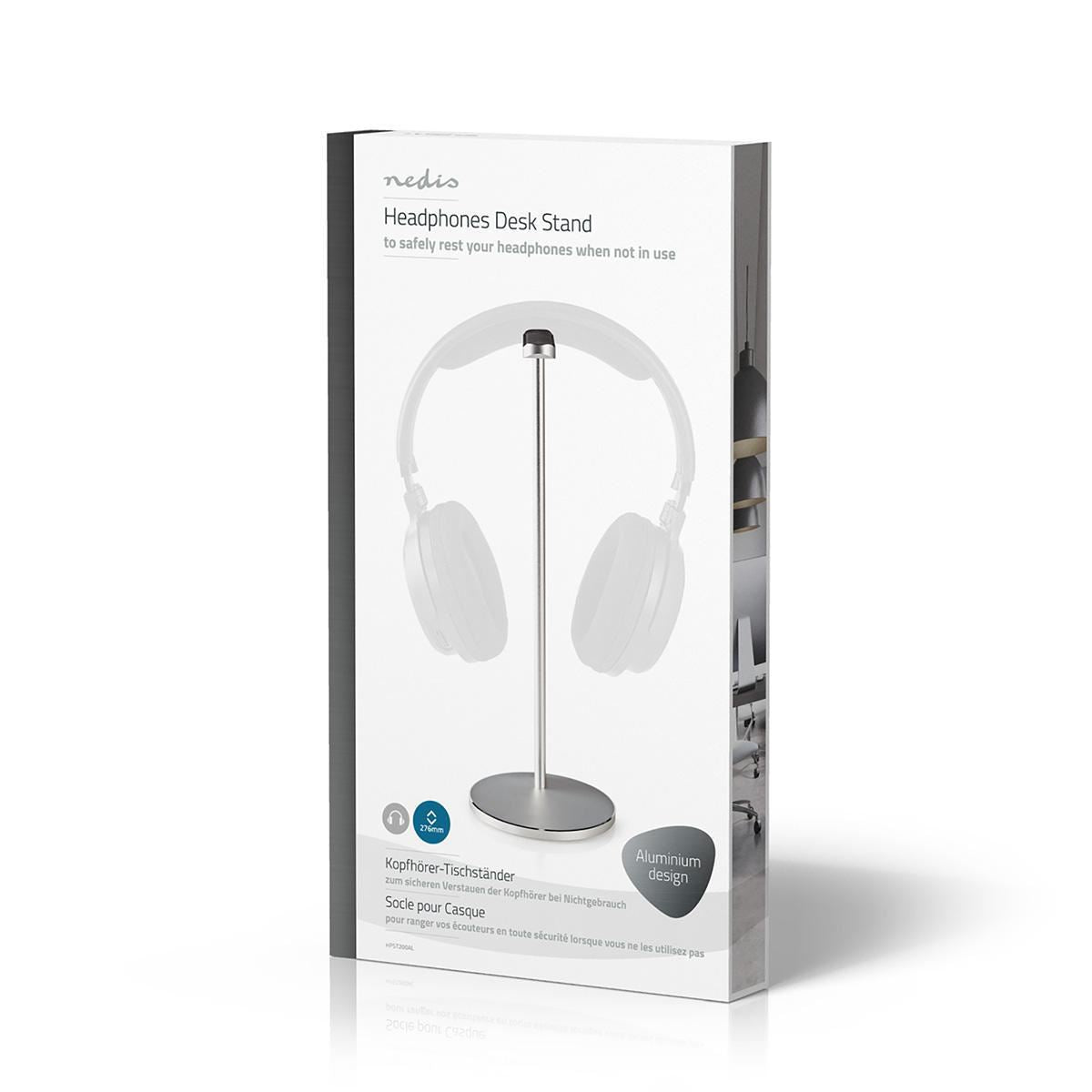 Nedis Headphones Stand Aluminium Design 98 x 276mm Silver HPST200AL