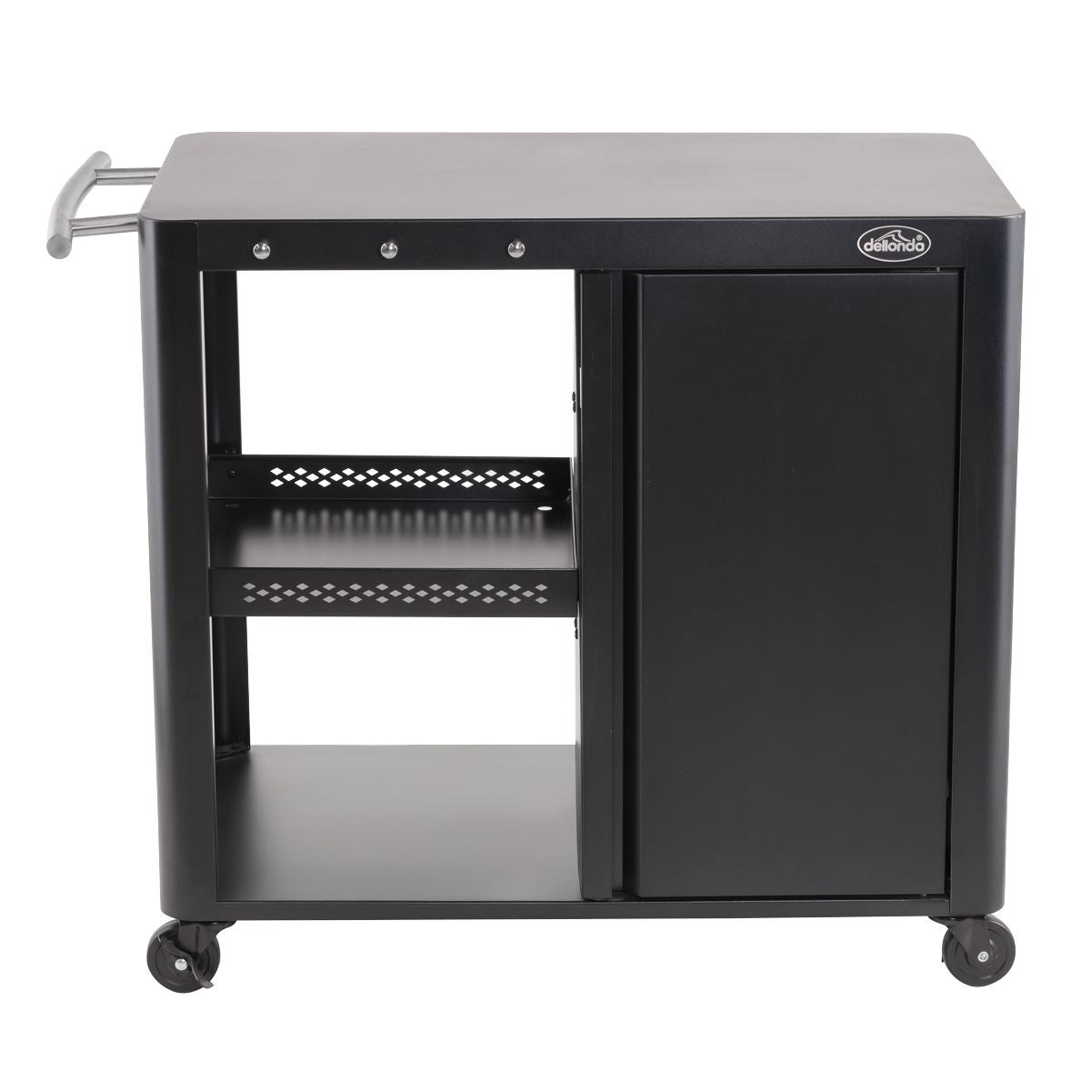 Dellonda BBQ/Plancha Workstation Trolley/Cupboard/Extension Table/Utensil Hooks