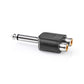 Nedis Mono Audio Adapter 6.35mm Male to 2x RCA Female 10 pieces Black