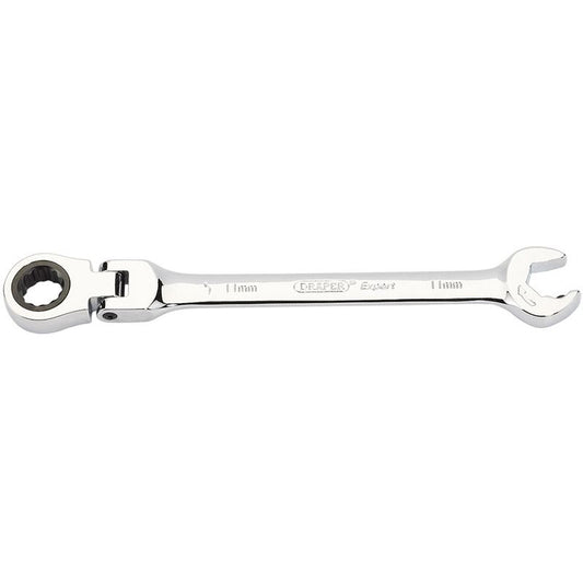 Draper Expert 11mm Expert Hi-Torq Metric Flexible Head Double Ratchet Spanner - 06855