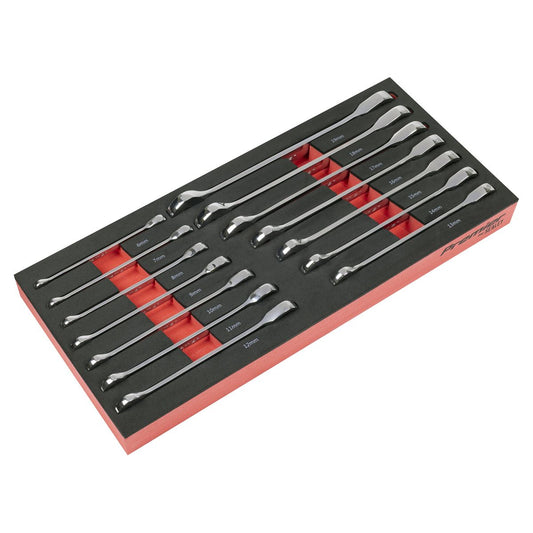 Sealey Premier Ratchet Spanner Set with Tool Tray 14pc TBT49