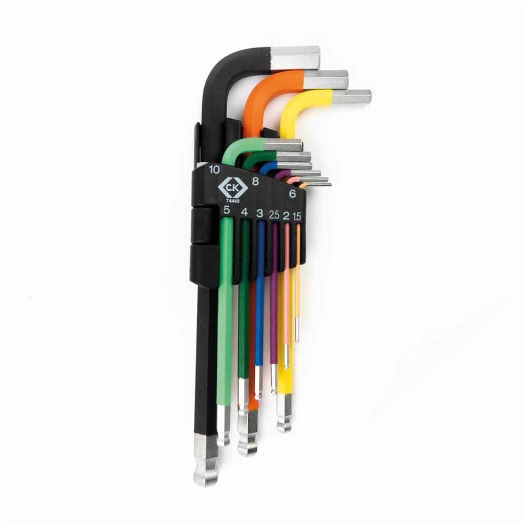 CK Tools Ball-ended Coloured Hexagon Key Set of 9 Metric T4449